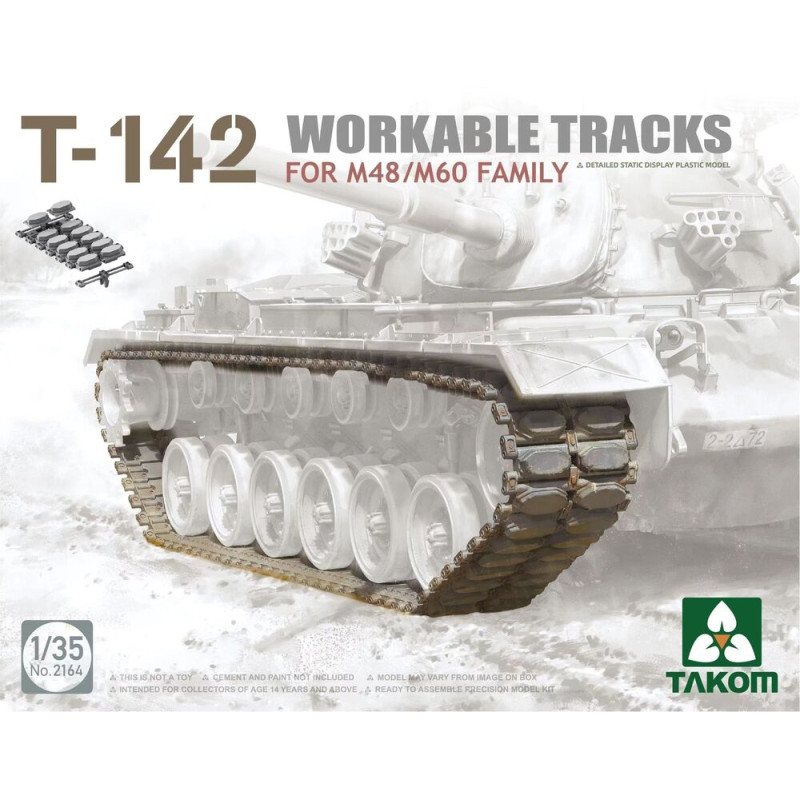Chenilles fonctionnelles T-142 pour la famille M48/M60 - 1/35 - TAKOM 2164