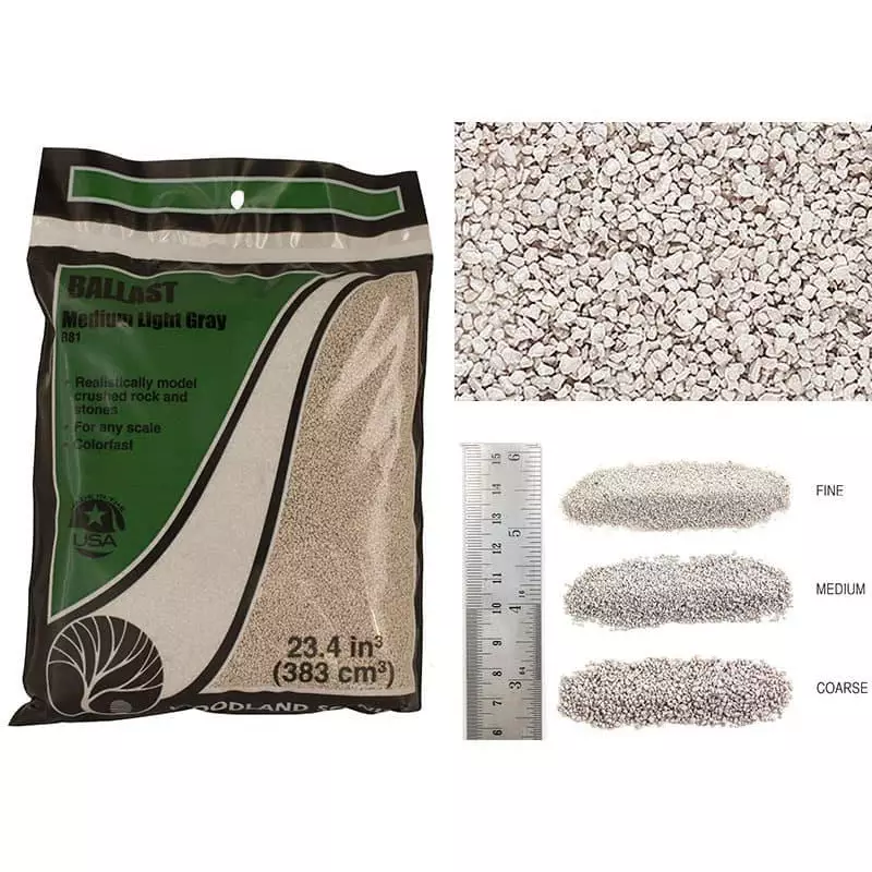 WOODLAND SCENICS B81 - ballast gris clair grain moyen 220 grammes