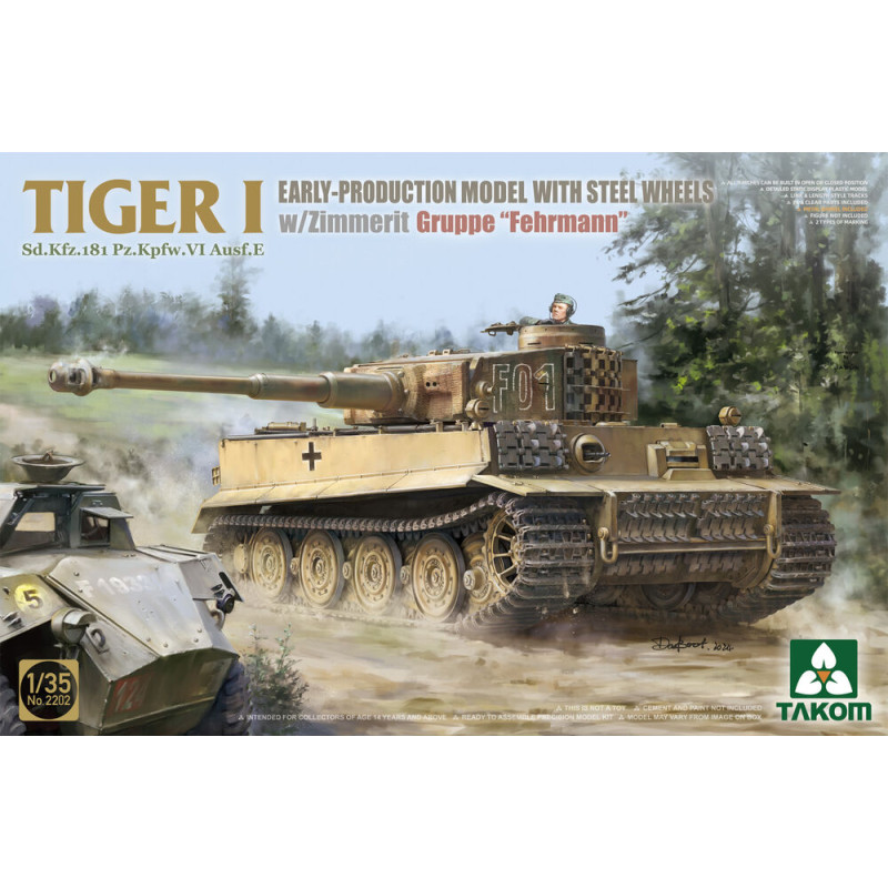 TIGER I Sd.Kfz.181 Pz.Kpfw.VI Ausf.E 1re prod., Zimmerit - 1/35 - TAKOM 2202