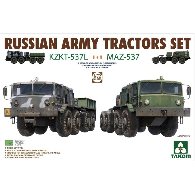 Tracteurs de l'armée russe KZKT-537L et MAZ-537 1+1 - 1/72 - TAKOM 5003