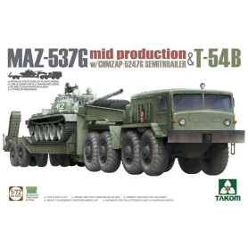 MAZ-537G semi-remorque ChMZAP-5247G (interm.) et T-54B - 1/72 - TAKOM 5013