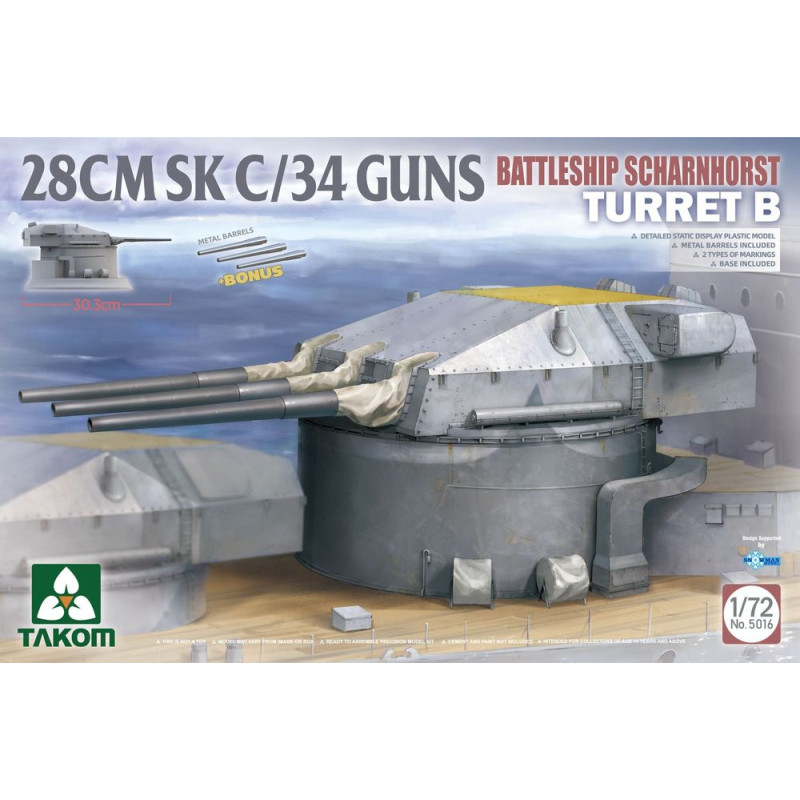 Tourelle B, canons de 28cm SK C/34 du Cuirassé Scharnhorst - 1/72 - TAKOM 5016
