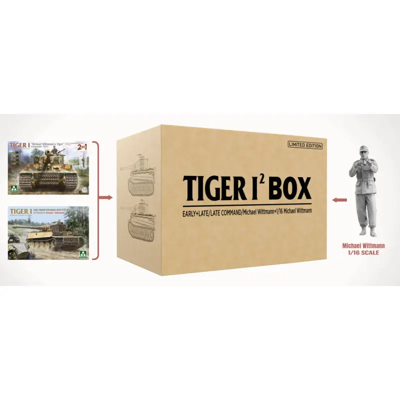 Tigre I 2x maquettes 1/35 et figurine M. Wittmann 1/16 - TAKOM 2201W