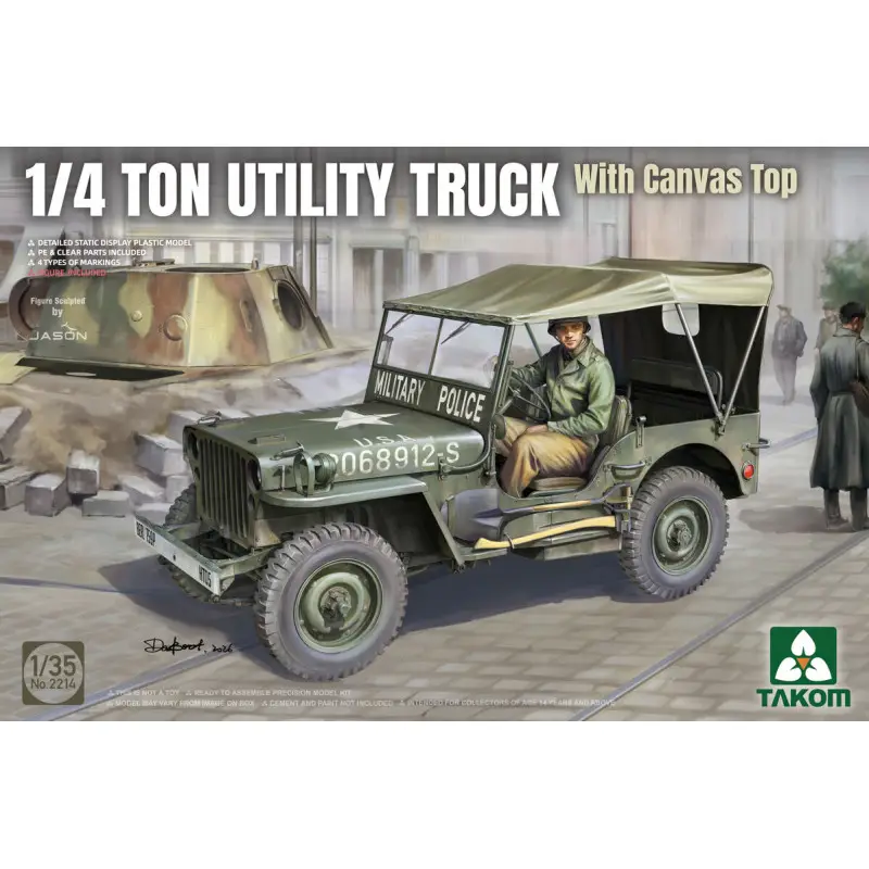 Jeep 1/4 tonne avec toit en toile - 1/35 - TAKOM 2214