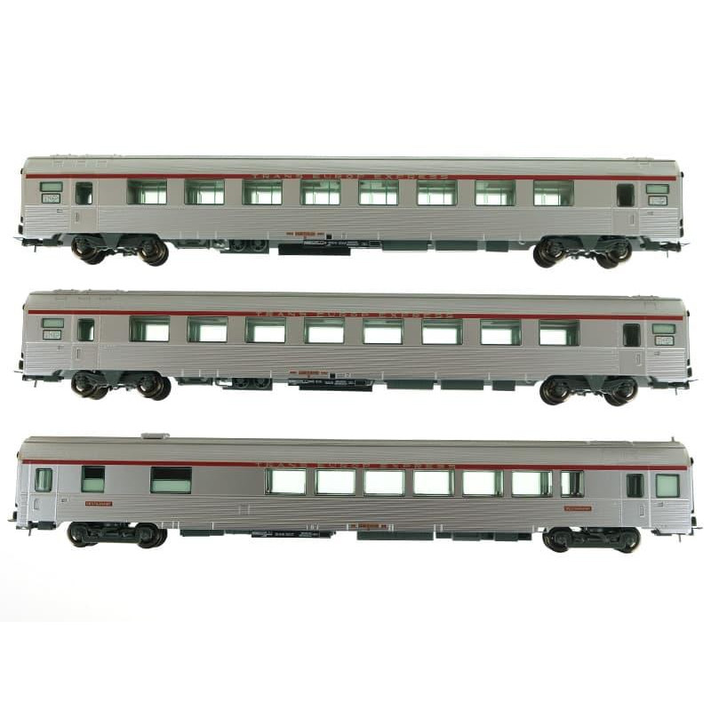 3 voitures Mistral 69 TEE A8u, A8tu, Vru ép. IV - SNCF - HO 1/87 - JOUEF HJ4123