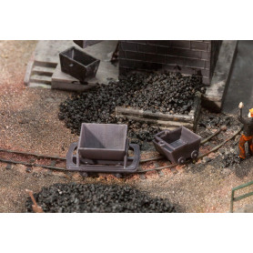 Wagonnets 2 berlines et 2 chariots pour voie étroite - HO 1/87 - FALLER 180916