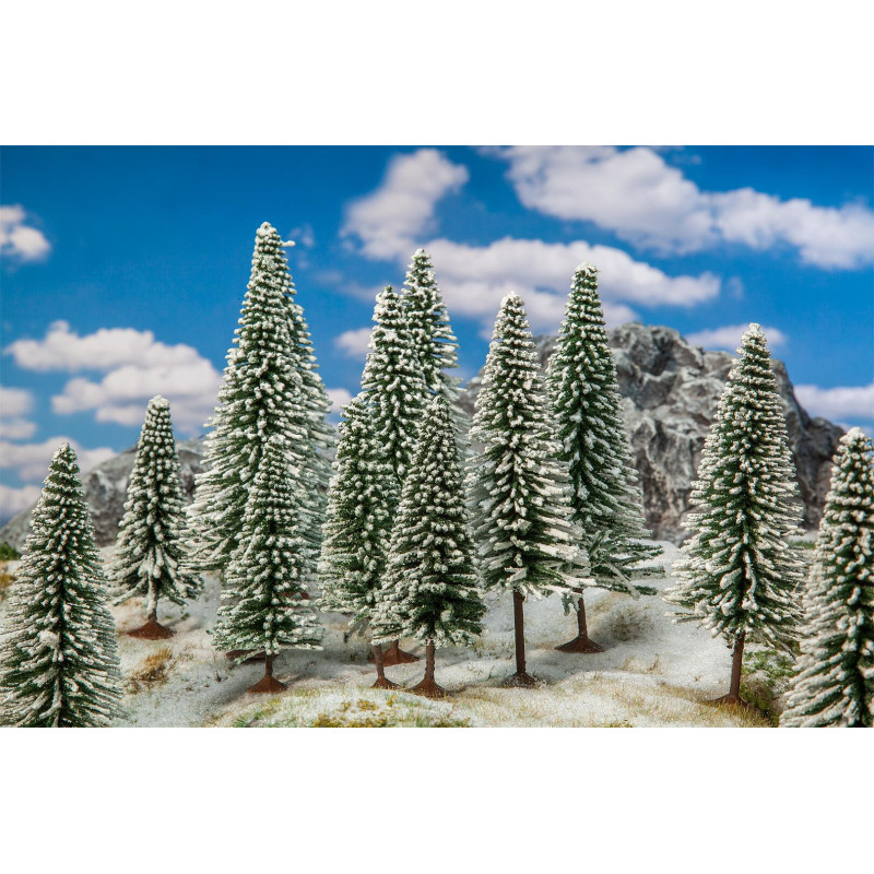 18x Sapins hiver 100 à 140 mm - HO 1/87 - FALLER 181580