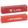 Conteneurs 40' K-Line et Hyundai, lot de 2 - HO 1/87 - FALLER 182055