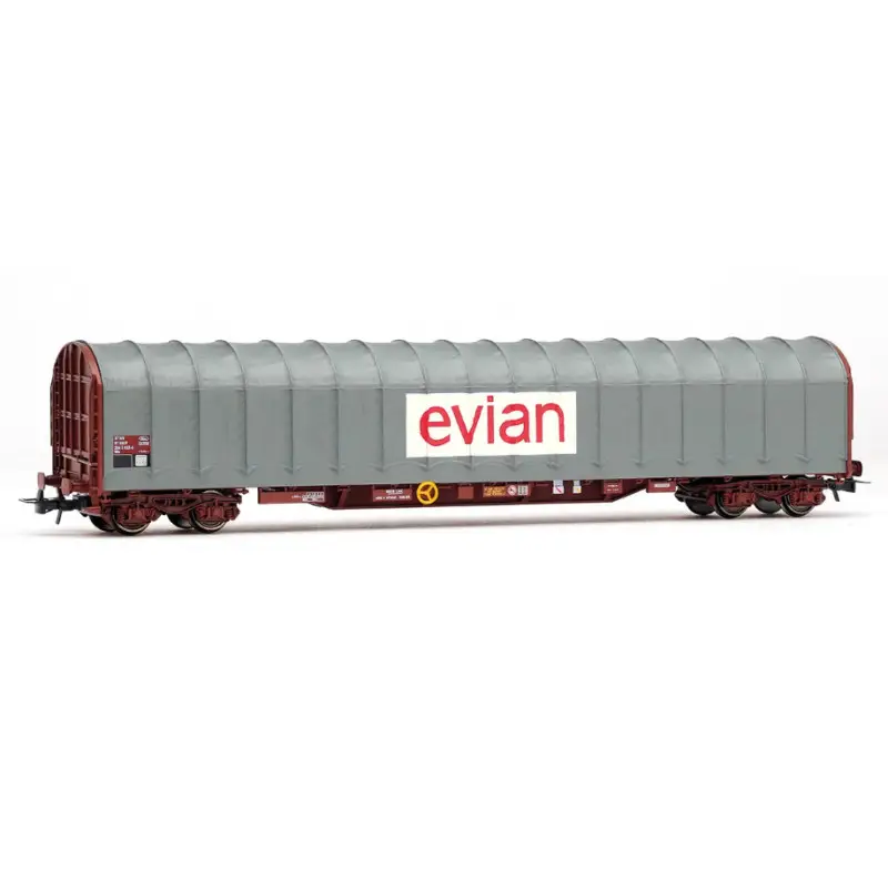 Wagon bâché à 4 essieux type Rils, « EVIAN » ép. IV-V - HO 1/87 - JOUEF HJ6333