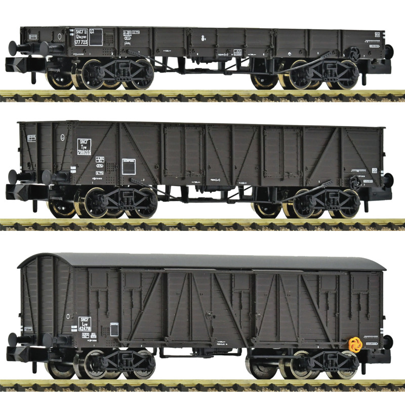 Coffret de 3 wagons de marchandises, SNCF ép. III - N 1/160 - Fleischmann 6660167