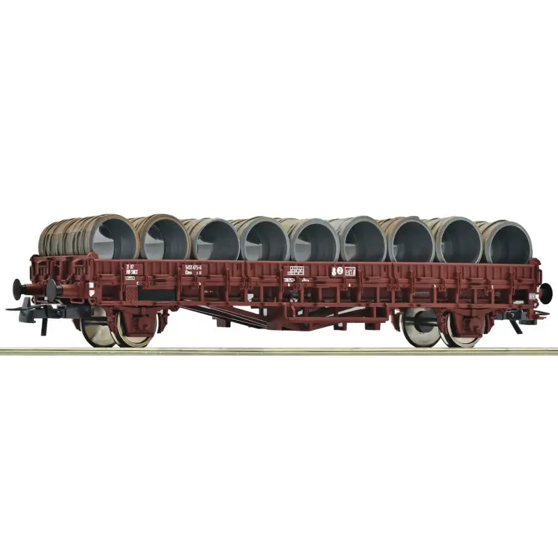 Wagon plat chargé de bobines SNCF, ép. IV - HO 1/87 - ROCO 6600300