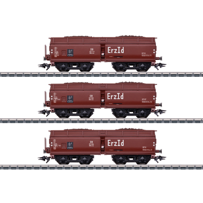 Set de 3x wagons à déchargement automatique Erz Id ép. III DB, 3 RAILS - HO 1/87 - Märklin 46221