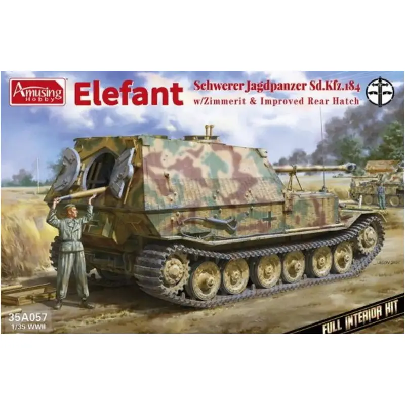 Jagdpanzer lourd Elefant avec Zimmerit intérieur complet - échelle 1/35 - AMUSING HOBBY 35A057
