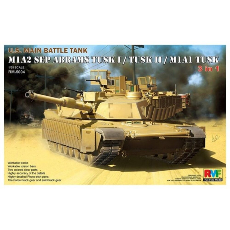 M1A2 SEP Abrams Tusk I/Tusk II/M1A1 Tusk - 1/35 - RYE FIELD 5004