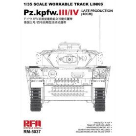 Chenilles fonctionnelles Pz.III/IV prod. tardive (40cm) - 1/35 - RYE FIELD 5037
