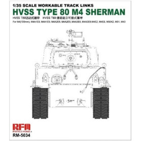 Chenilles fonctionnelles type T80 HVSS pour M4 Sherman - 1/35 - RYE FIELD 5034