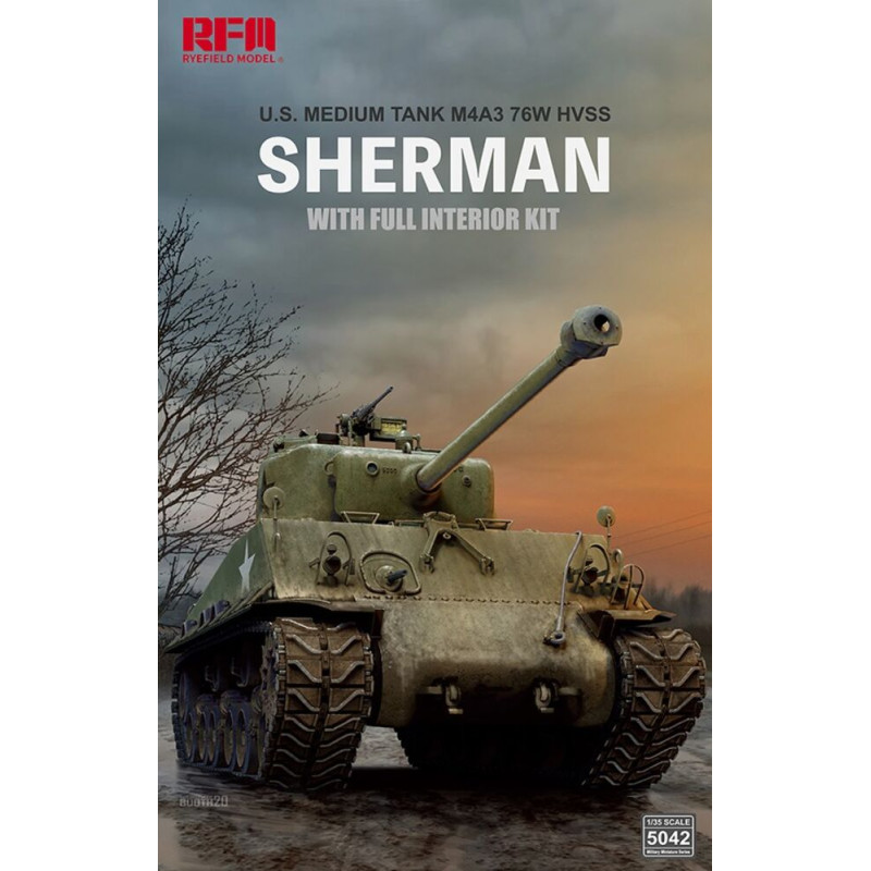 M4A3 76W HVSS Sherman avec intérieur complet - 1/35 - RYE FIELD 5042