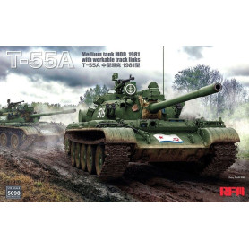 Char moyen T-55A Mod. 1981 chenilles articulées - 1/35 - RYE FIELD 5098