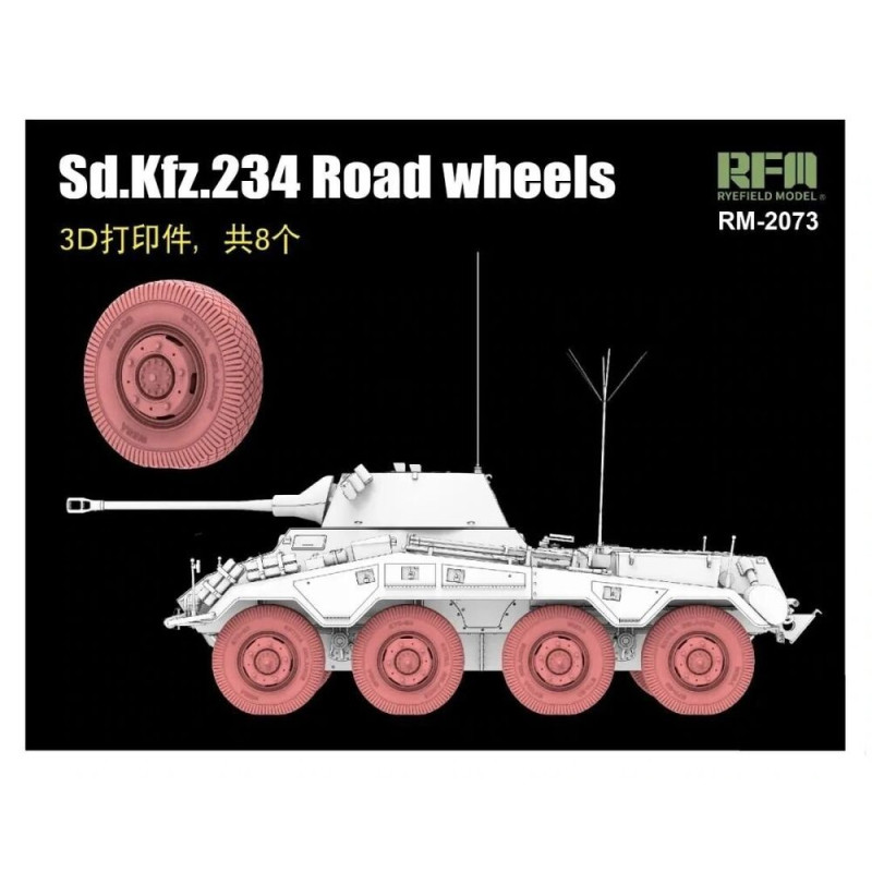 Roues de route Sd.Kfz. 234 imprimées en 3D (8 pièces) - 1/35 - RYE FIELD 2073