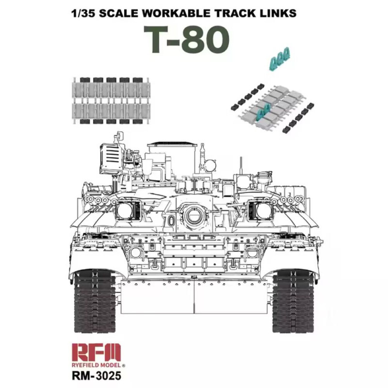 Maillons de chenille fonctionnels pour T-80 - 1/35 - RYE FIELD 3025