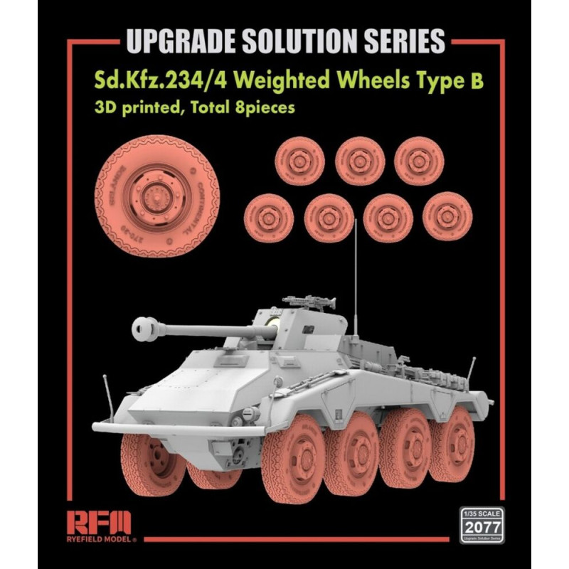 Roues imprimées 3D Sd.Kfz.234/4 Type B (8 pièces) - 1/35 - RYE FIELD 2077