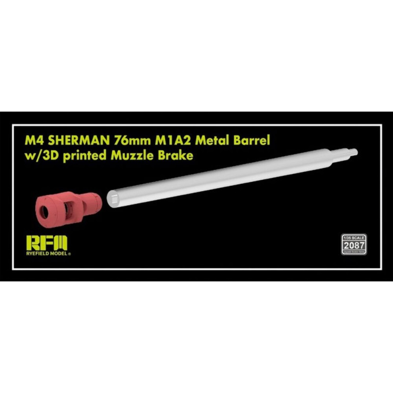 Canon métal 76mm M1A2 M4 Sherman, frein bouche 3D - 1/35 - RYE FIELD 2087