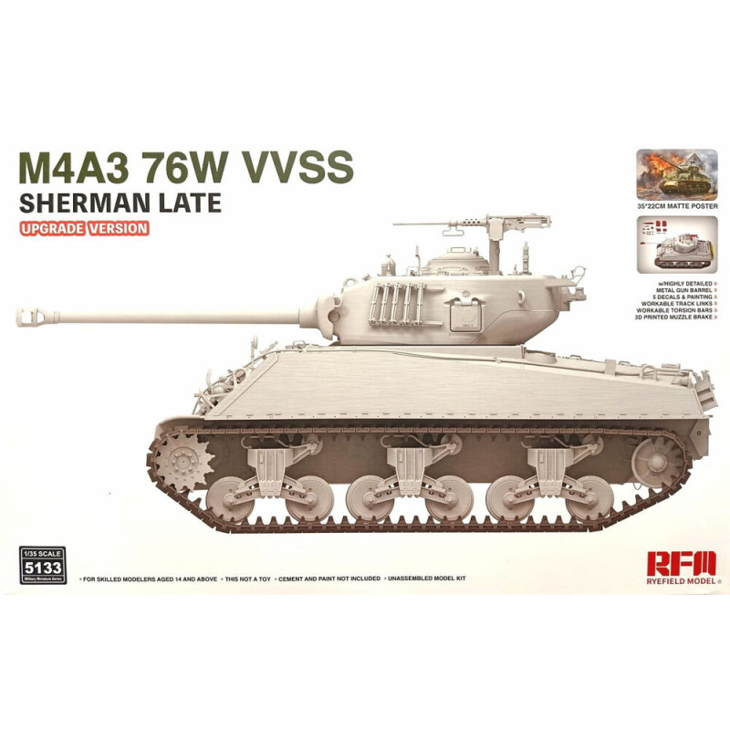 M4A3 76W VVSS Sherman Late Upgrade Version - 1/35 - RYE FIELD 5133