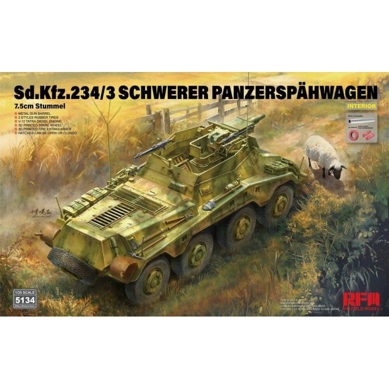 Sd.Kfz. 234/3 (Stummel) - Intérieur complet - 1/35 - RYE FIELD 5134