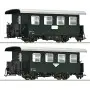 2x Voitures de voyageurs à voie étroite, OBB, ép. IV - HOe 1/87 - ROCO 6240005