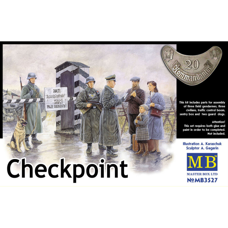 Checkpoint, soldats allemands, civils et guérite - 1/35 - MASTER BOX 3527