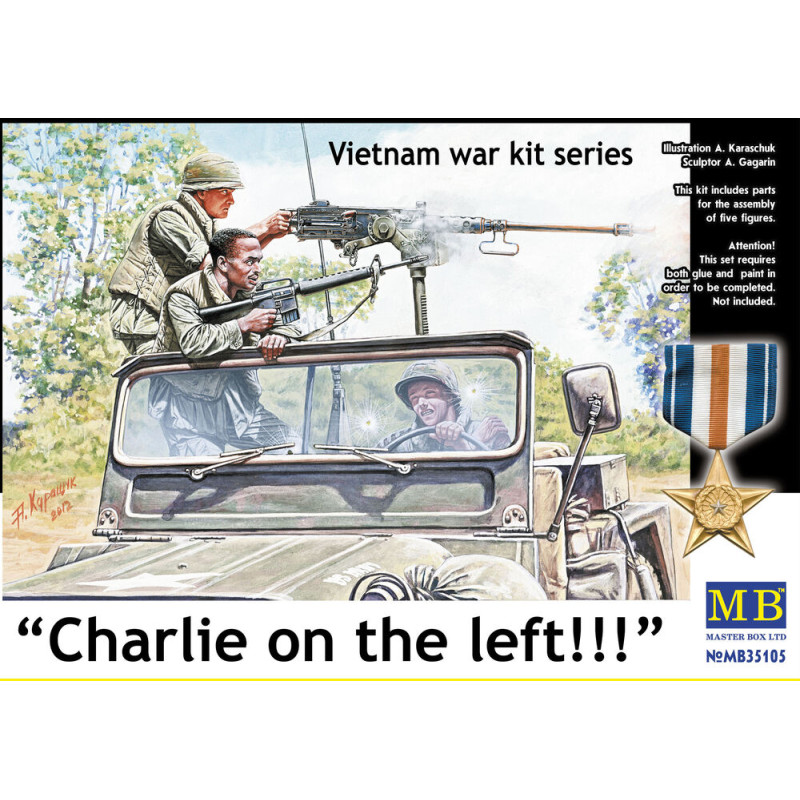 Charlie à gauche !!! Equipage jeep US et Viêt Cong - 1/35 - MASTER BOX 35105