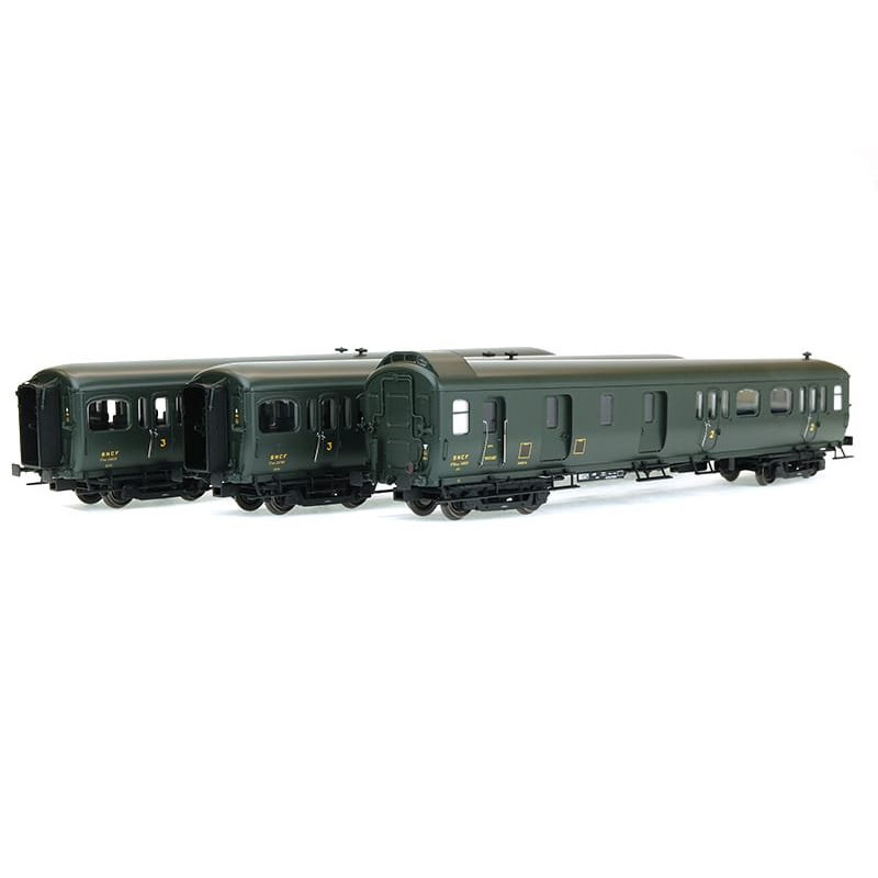 Set 3 Express Nord toit vert C11, C11 et B4D SNCF - ép IIIb - HO 1/87 - 40324-1 LS Models
