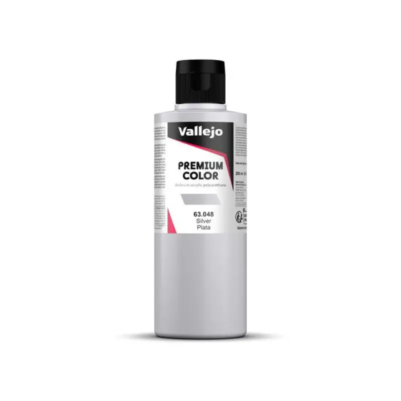 Peinture acrylique Premium Color Silver 200ml - VALLEJO 63048