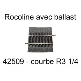 Rail courbe R3 419.6 mm Rocoline code 83 ballast souple - HO 1/87 - ROCO 42509