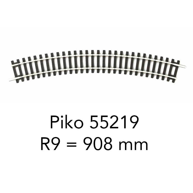 Piko 55219 - Voie A - rail courbe R9 908mm 15° - HO 1/87