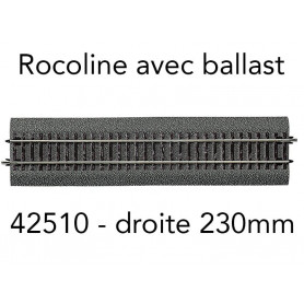 Rail droit G1 230 mm Rocoline code 83 ballast souple - HO 1/87 - ROCO 42510