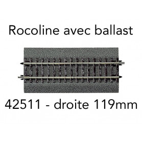 Rail droit DG1 119 mm Rocoline ballast souple - HO 1/87 - ROCO 42511