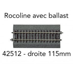 Rail droit G½ 115 mm Rocoline ballast souple - HO 1/87 - ROCO 42512