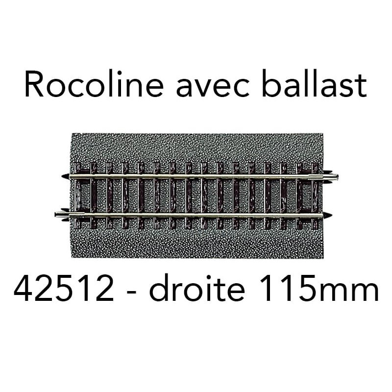 Rail droit G½ 115 mm Rocoline ballast souple - HO 1/87 - ROCO 42512