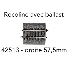 Rail droit G¼ 57,5 mm Rocoline ballast souple - HO 1/87 - ROCO 42513