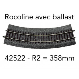 Rail courbe R2 358 mm 30° Rocoline ballast souple - HO 1/87 - ROCO 42522