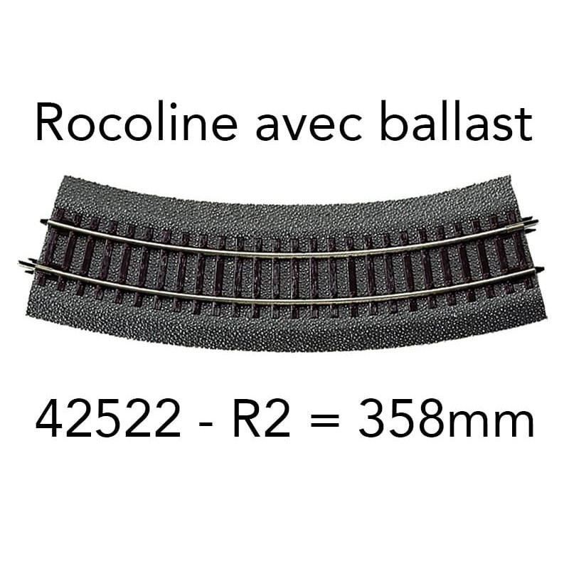 Rail courbe R2 358 mm 30° Rocoline ballast souple - HO 1/87 - ROCO 42522