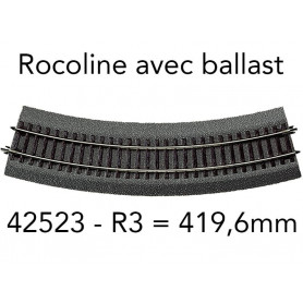 Rail courbe R3 419,6 mm 30° Rocoline ballast souple - HO 1/87 - ROCO 42523