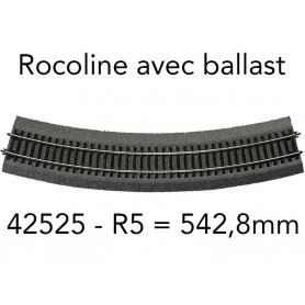 Rail courbe R5 542,8 mm 30° Rocoline ballast souple - HO 1/87 - ROCO 42525