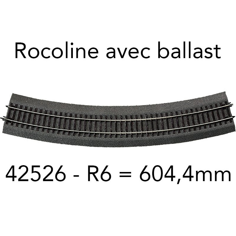Rail courbe R6 604,4 mm 30° Rocoline ballast souple - HO 1/87 - ROCO 42526