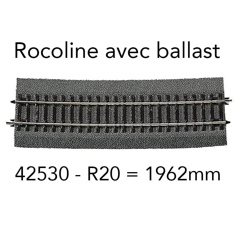 Rail courbe R30 1962 mm 5° Rocoline ballast souple - HO 1/87 - ROCO 42530