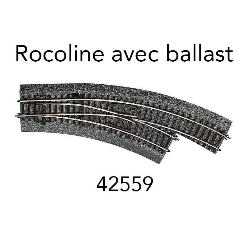 Aiguillage courbe droite BWr2/3 Rocoline ballast souple - HO 1/87 - ROCO 42559