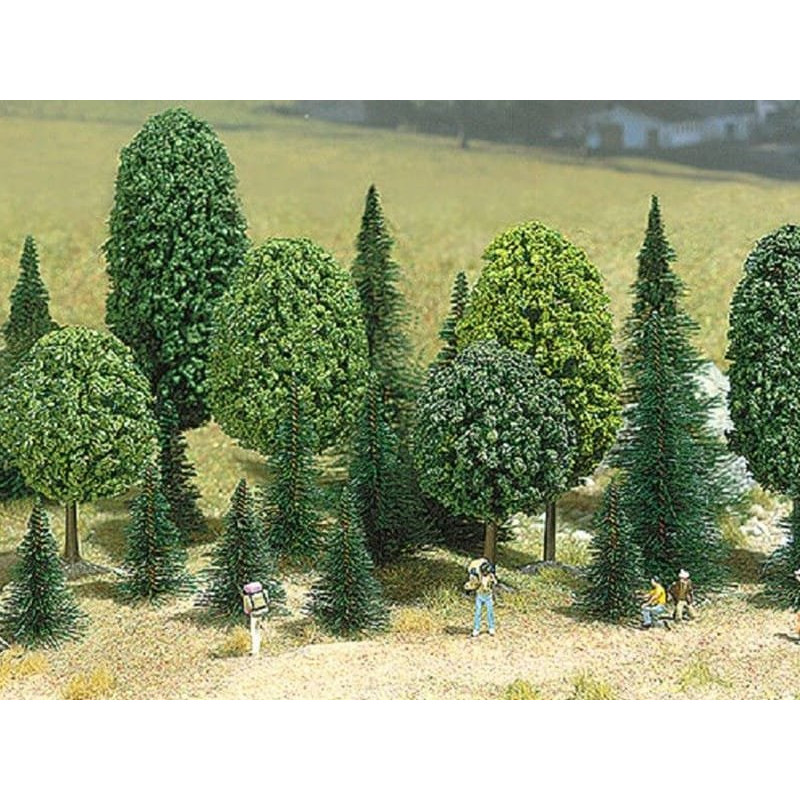 Assortiment de 35 feuillus et sapins 30-55 mm - échelle N 1/160 - BUSCH 6590