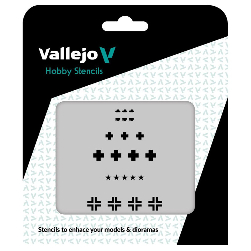 Pochoirs Vallejo : Assortiment Marquages Chars Allemands - VALLEJO ST-AFV001