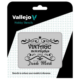 Pochoirs Vallejo : Panneau Moto Vintage 125 X 125 Mm - VALLEJO ST-LET005